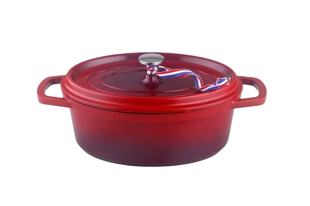 Кастрюля Kamberg 0008191 30 см овальная красная литой алюминий покрытие с эффектом камня PFOA-Free, фото №1