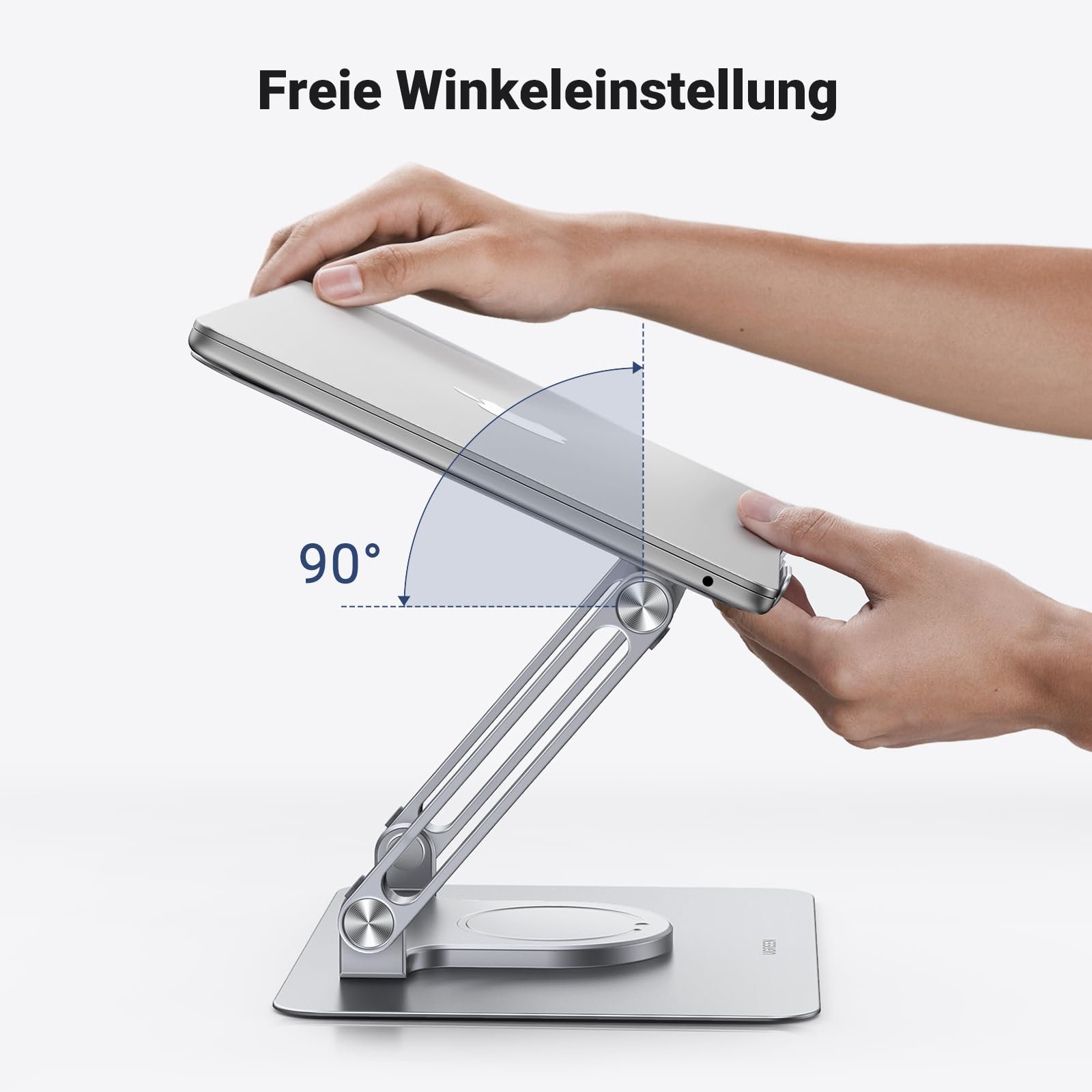 Подставка для ноутбука UGREEN, регулируемая по высоте, вращающаяся подставка для ноутбука, вращающееся основание, совместима со всеми ноутбуками 10-17,3 дюймов, MacBook, Dell, Lenovo (серебристая), фото №3 Подставка для ноутбука UGREEN, регулируемая по высоте, вращающаяся подставка для ноутбука, вращающееся основание, совместима со всеми ноутбуками 10-17,3 дюймов, MacBook, Dell, Lenovo (серебристая), фото №3