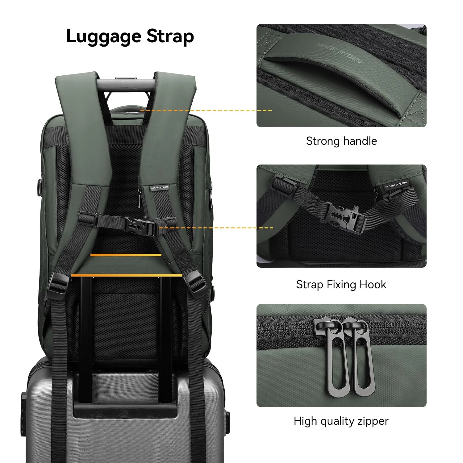 Рюкзак для ноутбука Mark Ryden Expandable 25-40 L 17.3 Inch USB Charging Port YKK Waterproof, фото №7 Рюкзак для ноутбука Mark Ryden Expandable 25-40 L 17.3 Inch USB Charging Port YKK Waterproof, фото №7