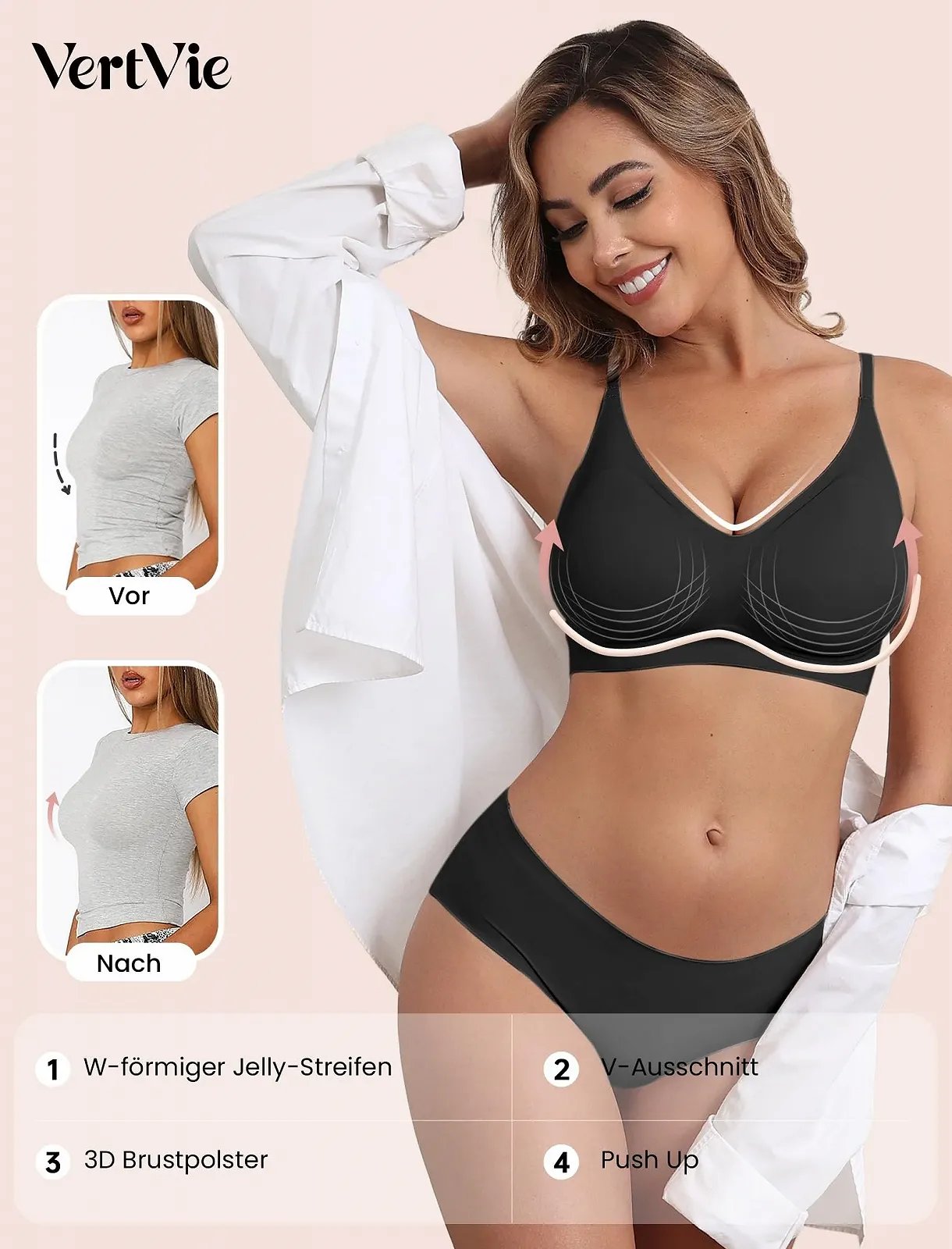 Бюстгальтер Seamless Vertvie без кісточок Push Up м'який, фото №2 Бюстгальтер Seamless Vertvie без кісточок Push Up м'який, фото №2