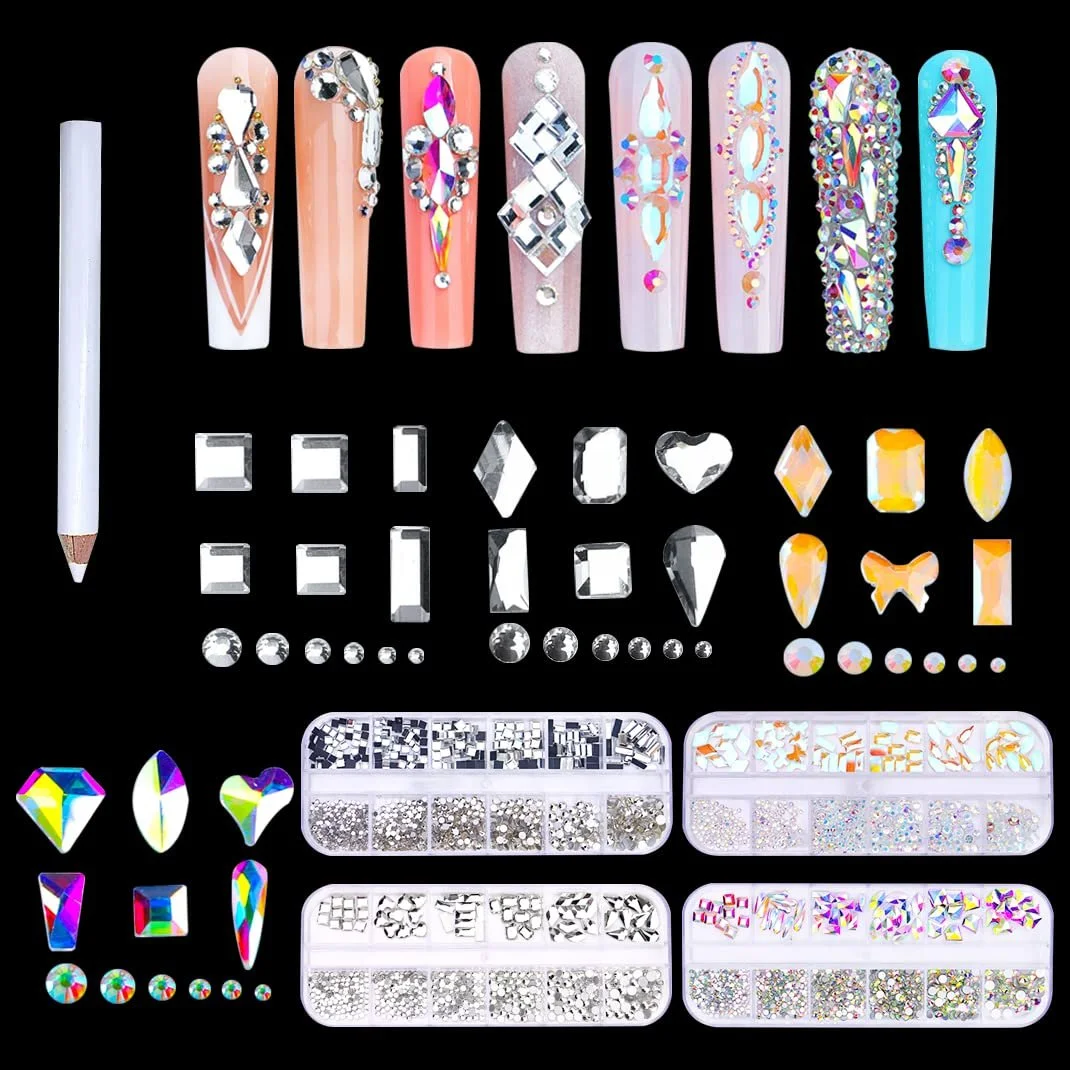 Стрази для нігтів Різні форми Кристали Діаманти Бісер 4 коробки, фото №1 Стрази для нігтів Різні форми Кристали Діаманти Бісер 4 коробки, фото №1