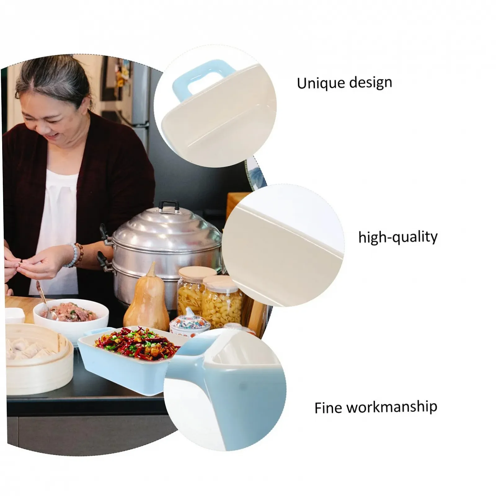 Форма для випікання керамічна велика полірована нековзка універсальна для запіканок та подачі страв, фото №5