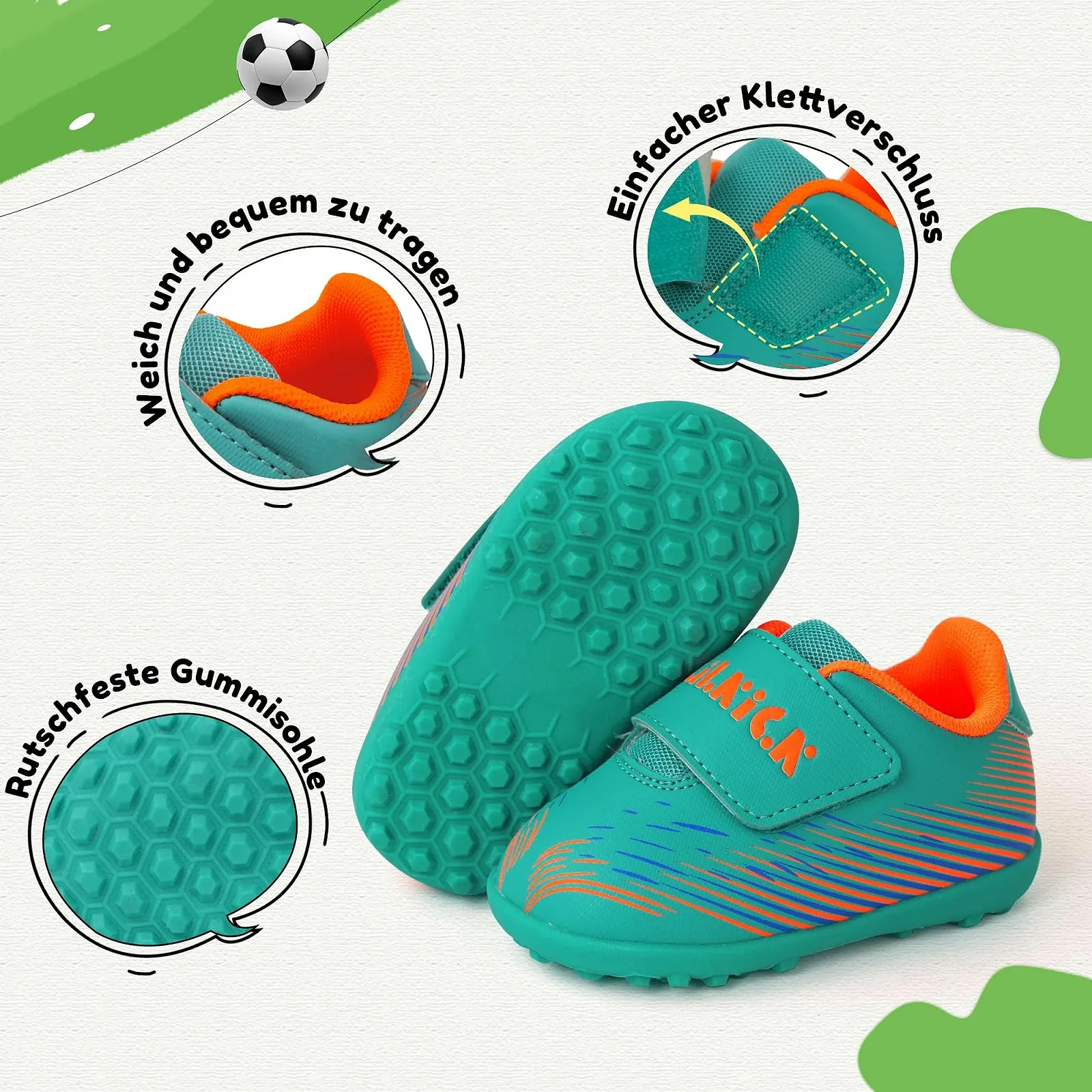 Футбольные бутсы JABASIC для малышей (для мальчиков и девочек 0-3 лет) - Размер 3-6, фото №5 Футбольные бутсы JABASIC для малышей (для мальчиков и девочек 0-3 лет) - Размер 3-6, фото №5