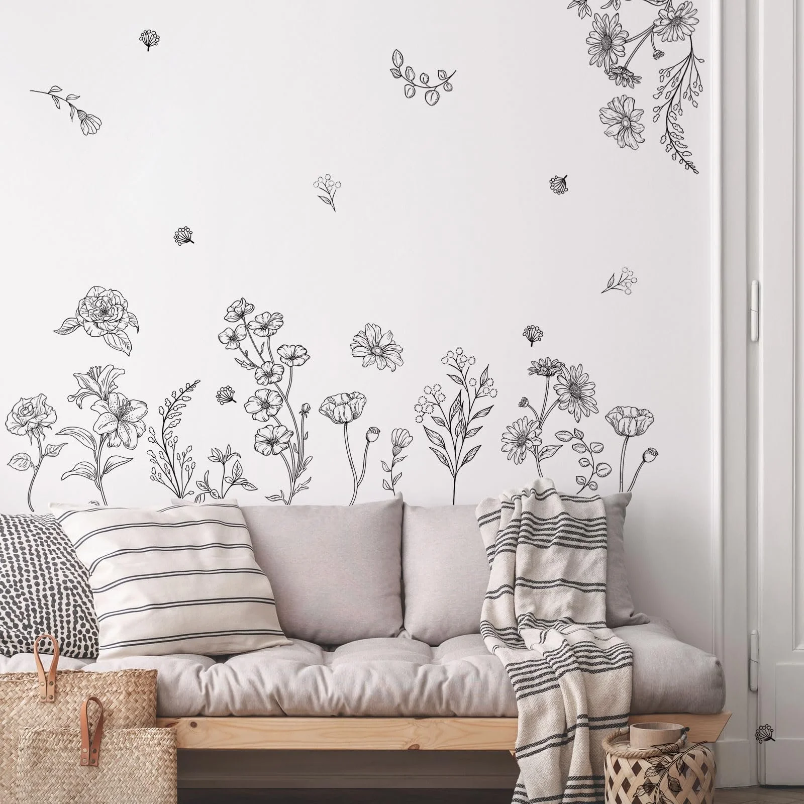 Наклейка на стіну Sketch Wild Flower Garden Flowers DIY 15 листів, фото №3