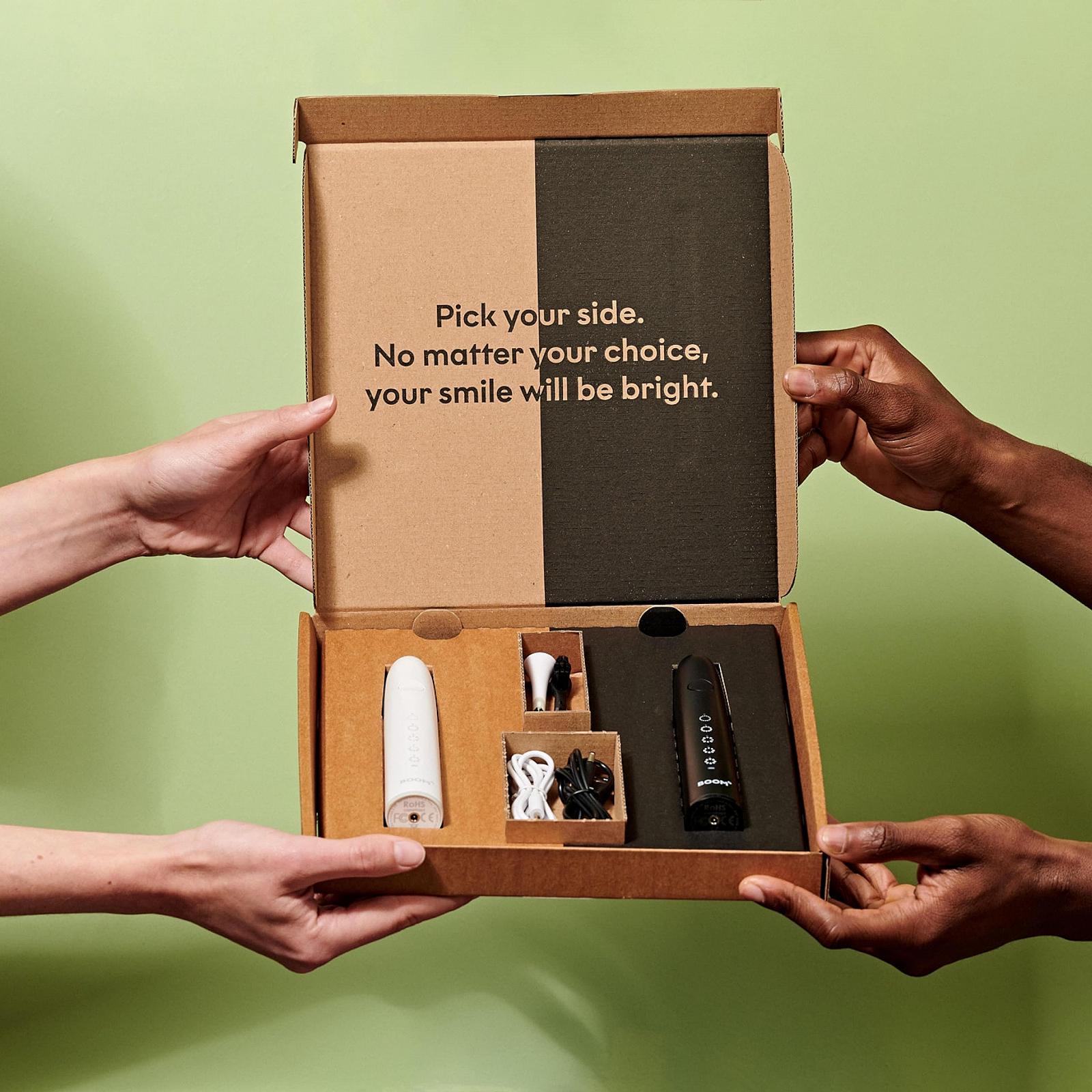 Електрична звукова зубна щітка BOOMBRUSH Акумулятор 90 днів Чорна/Біла, фото №8