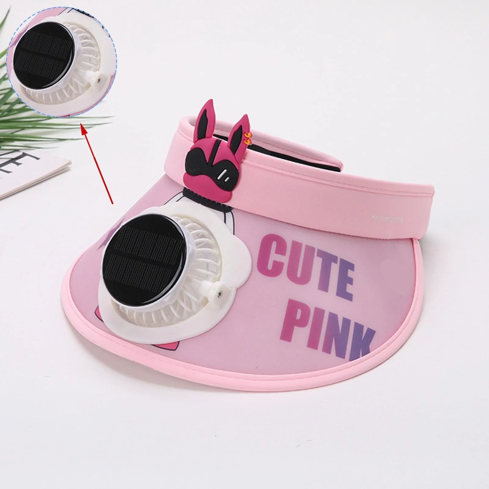 Козырек солнцезащитный детский с USB-вентилятором и перчатки для девочек, фото №3