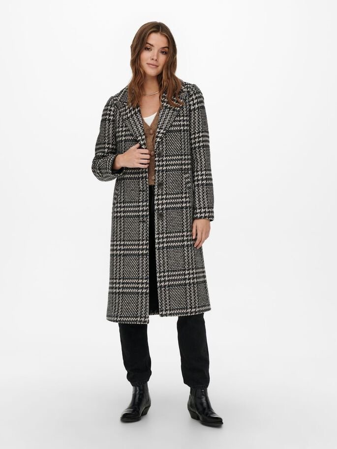 Пальто ONLY ONLMINNA LIFE CHECK WOOL COAT XS Черный, фото №1