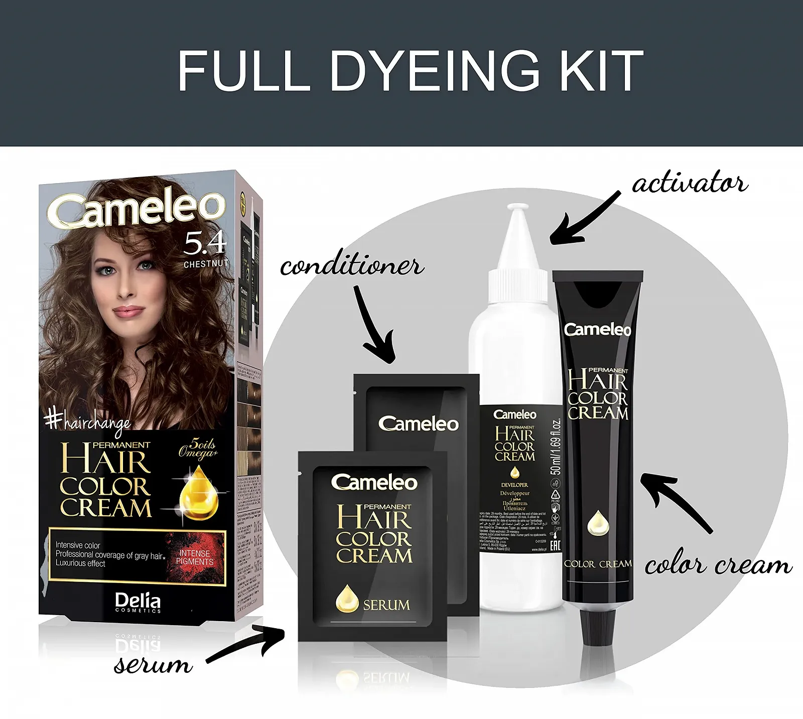 Фарба для волосся Cameleo Omega Plus Каштан Стійкий колір, фото №2