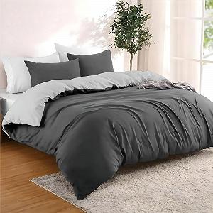 Комплект постільної білизни Dreamzie 155 x 220 см з 2 наволочками 80 x 80 см, темно-сірий/світло-сірий - 1 підодіяльник 155 x 220 см - Фото 1