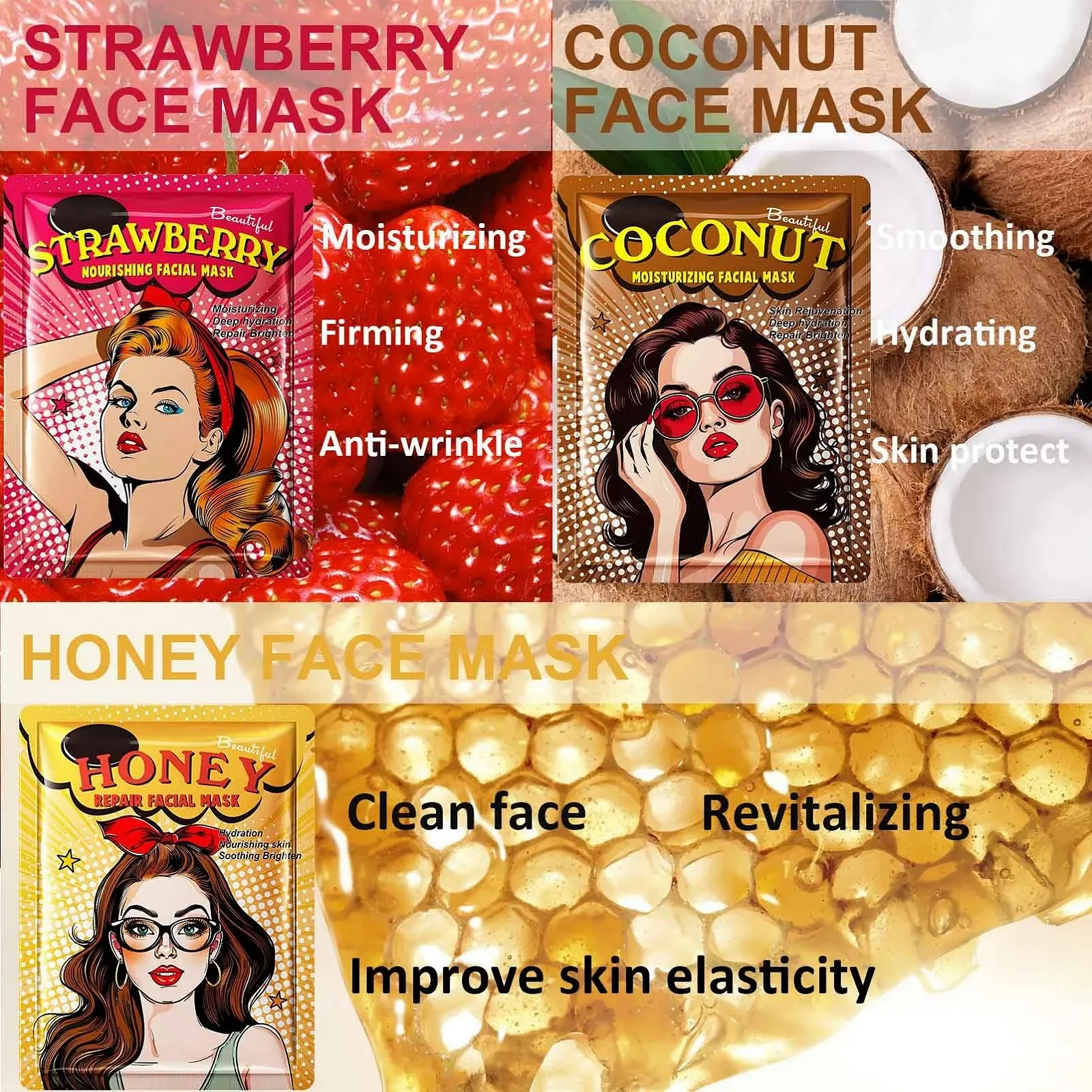 Тканинна маска ARCHIDATE 9 шт - Зволожуюча маска для обличчя, фото №3