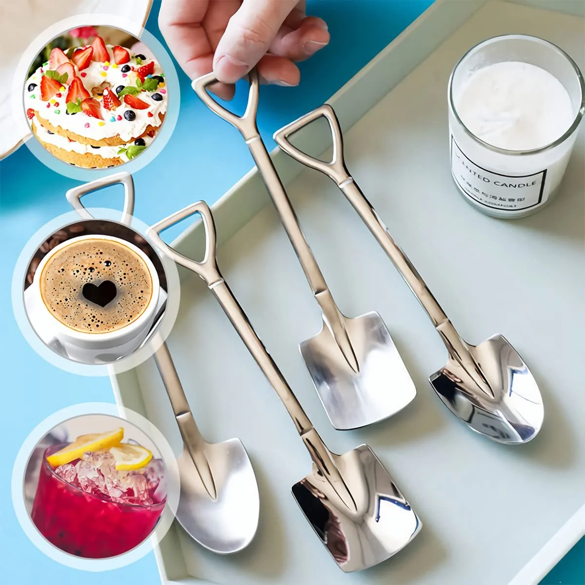 Ложка Шпатель з нержавіючої сталі, Креативна у формі лопати, Довга, фото №5 Ложка Шпатель з нержавіючої сталі, Креативна у формі лопати, Довга, фото №5