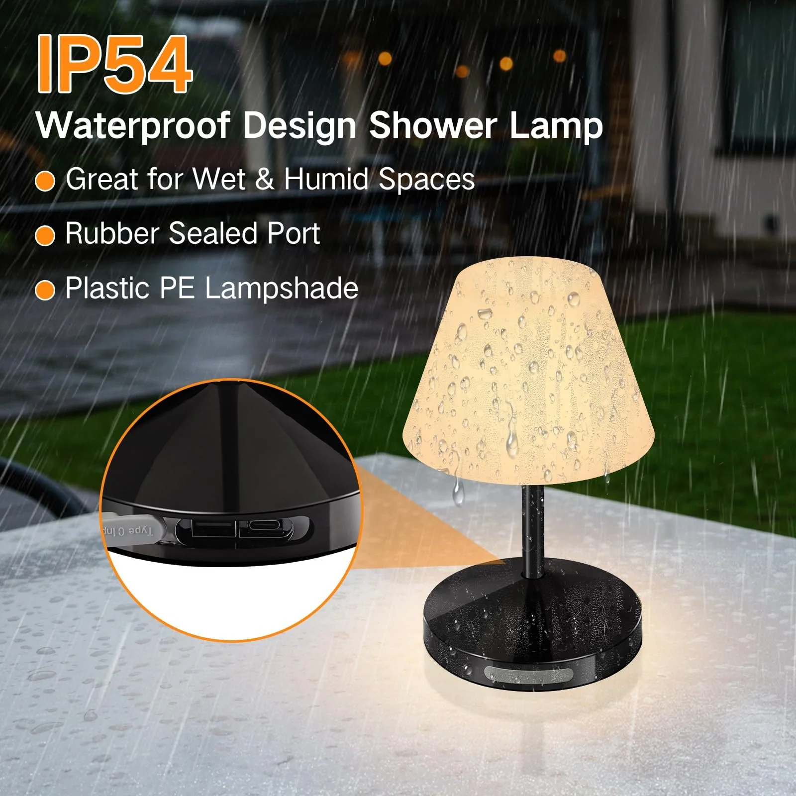 Настільна лампа LED OUTON Акумуляторна Бездротова IP54 USB-C Power Bank 3 колірні температури Плавне регулювання Пам'ять Чорна, фото №5