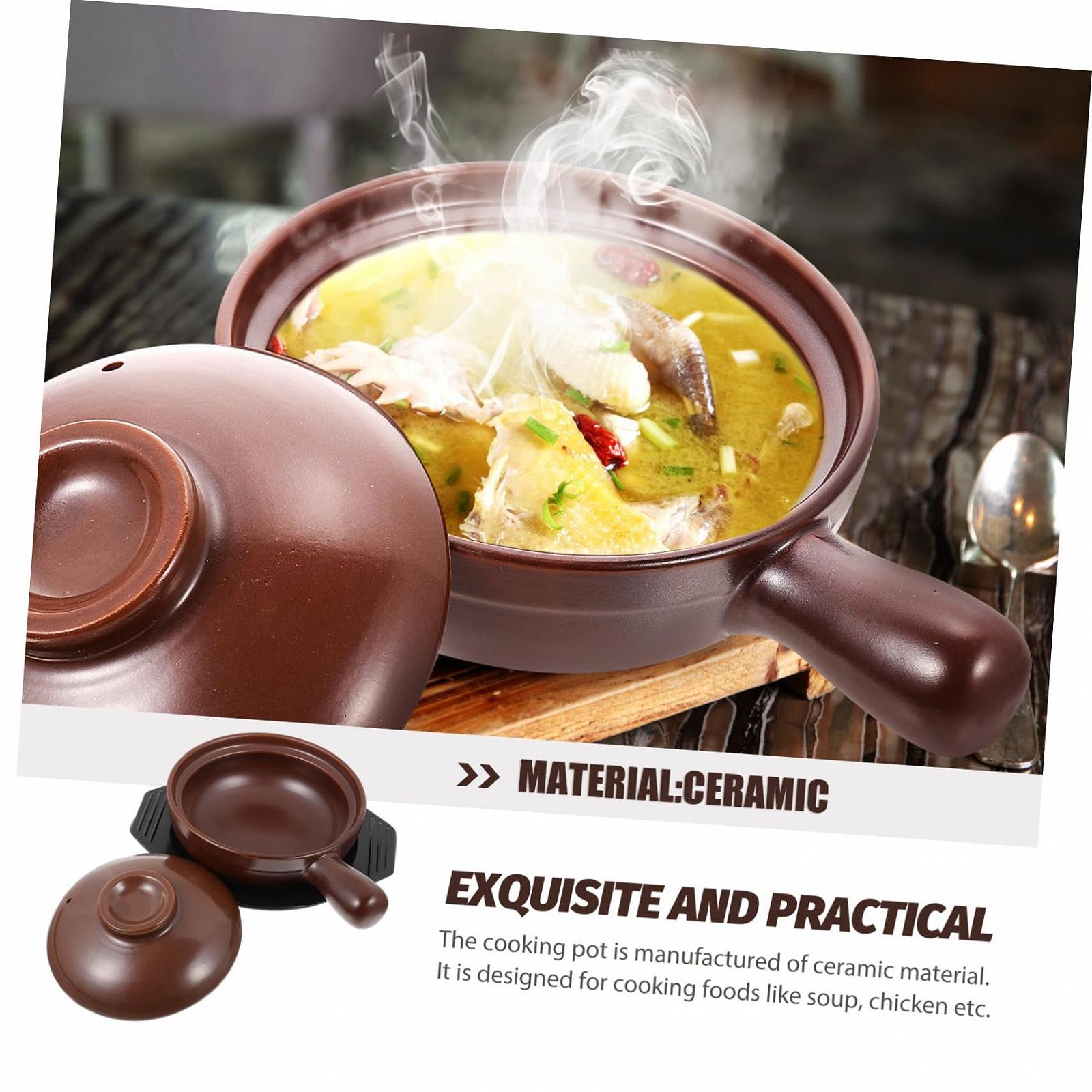 Керамическая кастрюля Маленький глиняный горшок с термостойкой ручкой высокая термостойкость эргономичная долговечная равномерное распределение тепла, фото №7