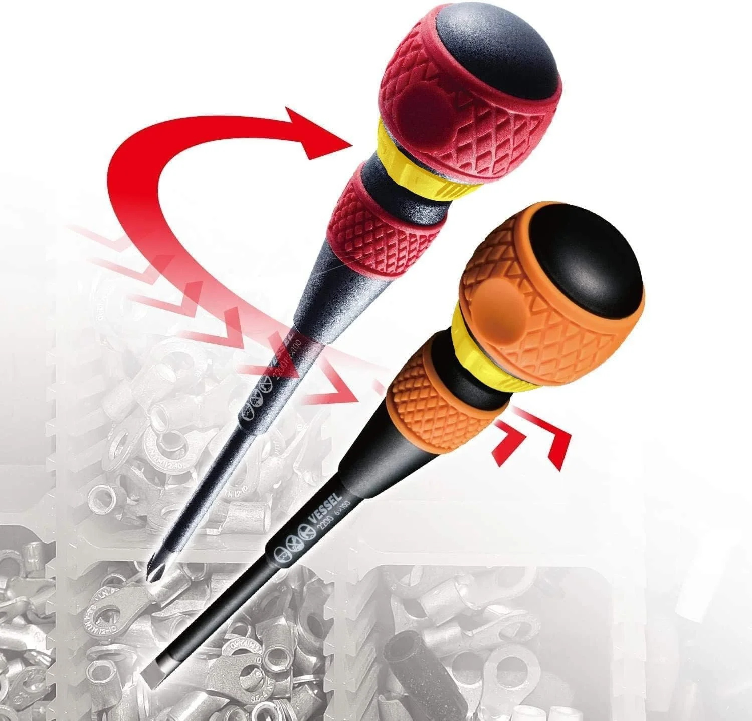 Викрутка реверсивна VESSEL Ball ratchet 2200 +2x100, фото №4