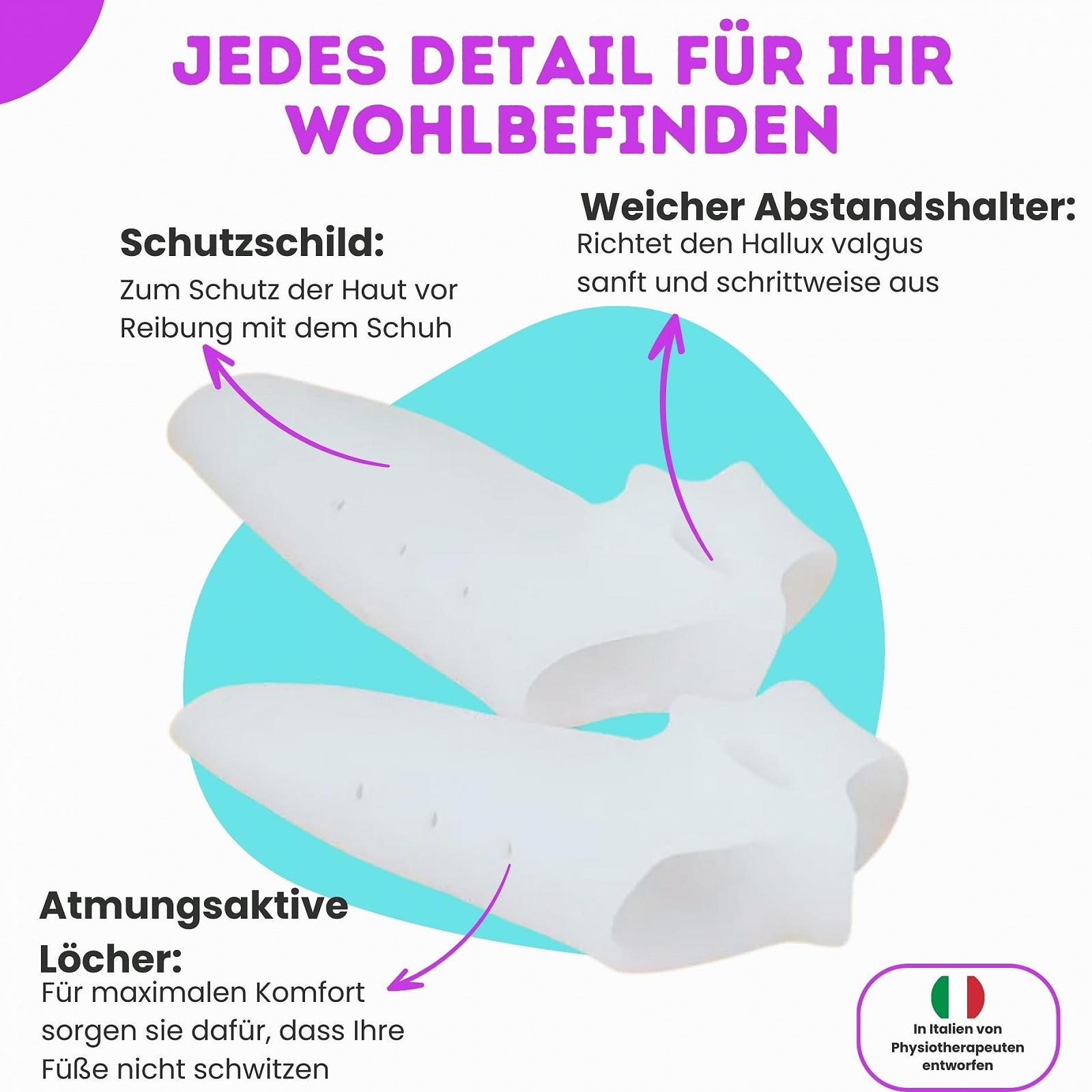 Шина Hallux Valgus з м'яким та лікувальним силіконовим протектором для кісточки 6 штук Білий, фото №5 Шина Hallux Valgus з м'яким та лікувальним силіконовим протектором для кісточки 6 штук Білий, фото №5