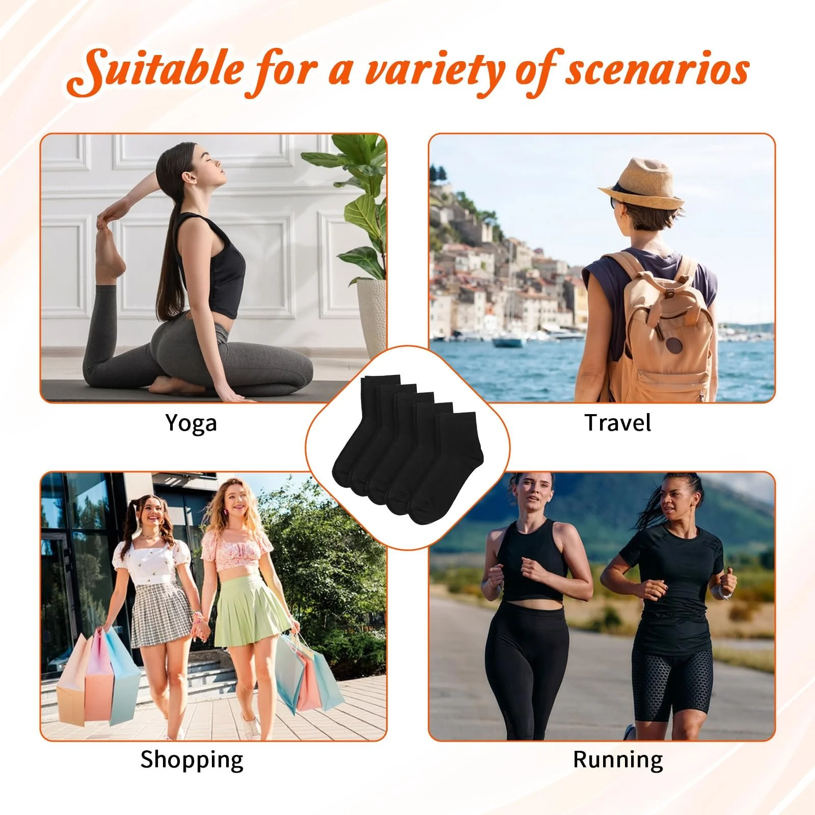 Шкарпетки Vin Beauty Жіночі Спортивні Бавовняні 5 пар, фото №7 Шкарпетки Vin Beauty Жіночі Спортивні Бавовняні 5 пар, фото №7