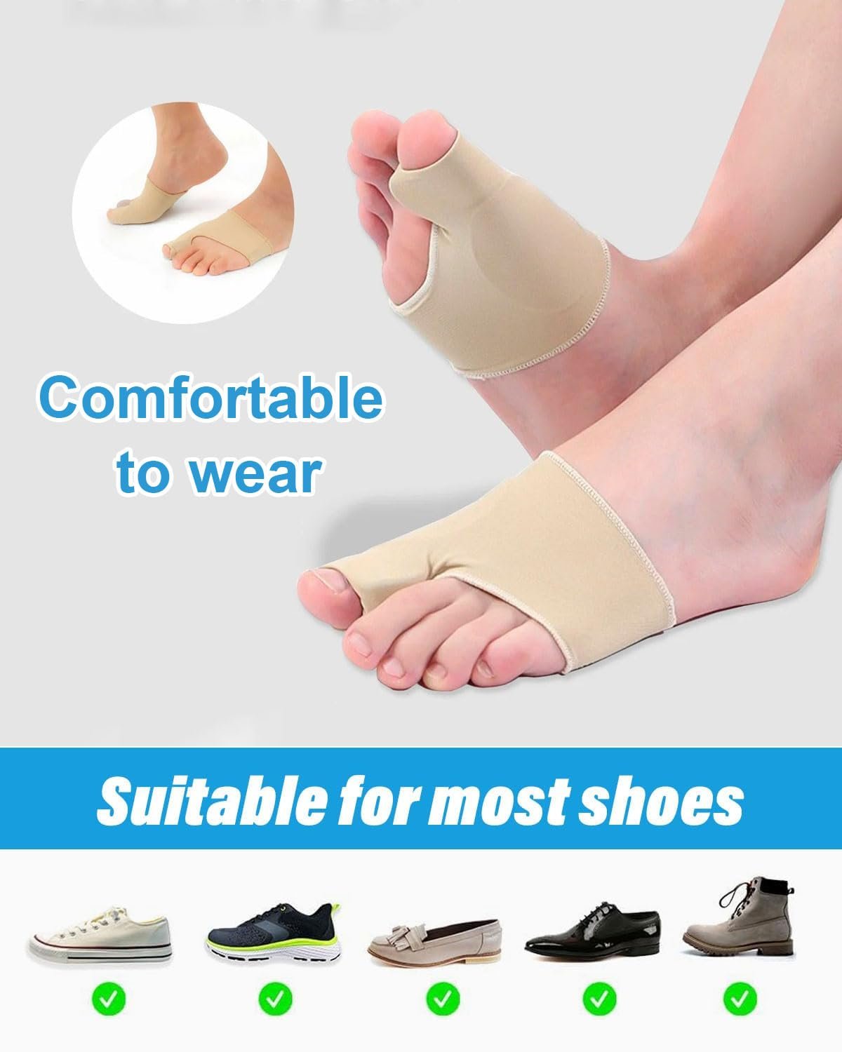 Шкарпетки Bunion з гелевою подушечкою розміру 35-40S, тілесного кольору, фото №4