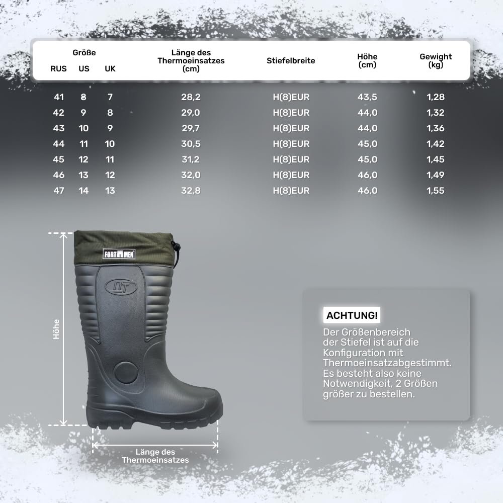 Чоботи FortMen Lined Wellington Thermal Fishing EVA Winter 41-47, фото №2