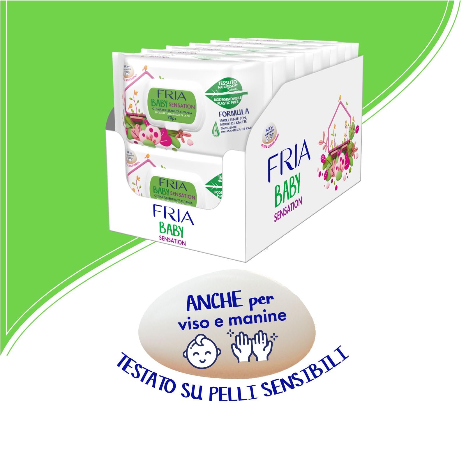 Салфетки Fria Baby Sensation С маслом ши, для нежной кожи, дерматологически протестированы, Maxi Эконом-упаковка 840 штук, фото №5