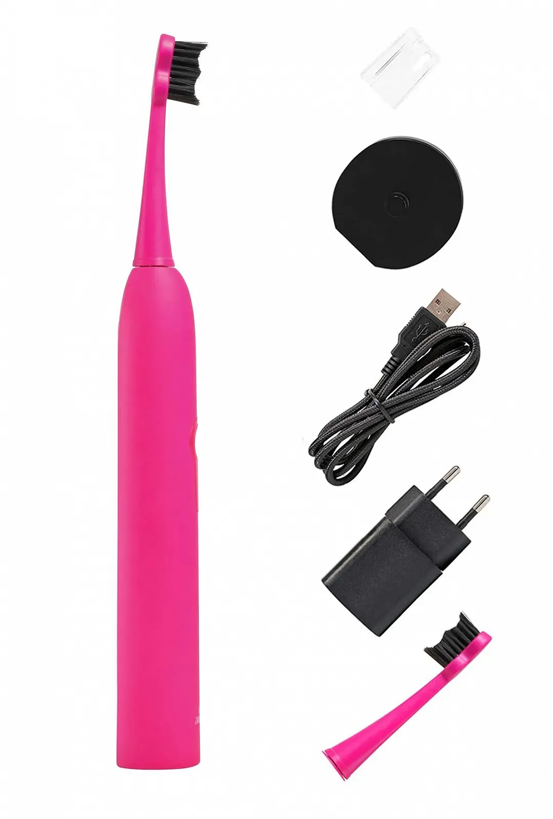 Электрическая зубная щетка Megasmile Sonic Black Whitening II 4 режима, технология ACP с активированным углем Розовая, фото №3