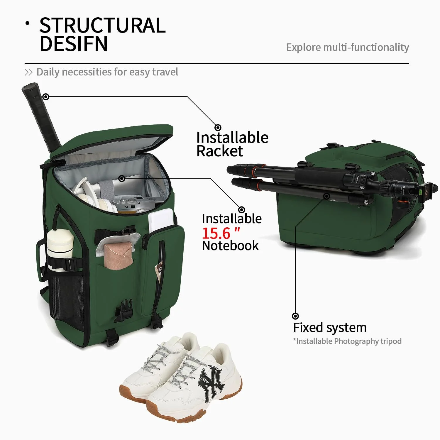 Рюкзак-сумка Kalesi Gym Duffle Bag 4-Way Водонепроницаемый с отделением для обуви, фото №3