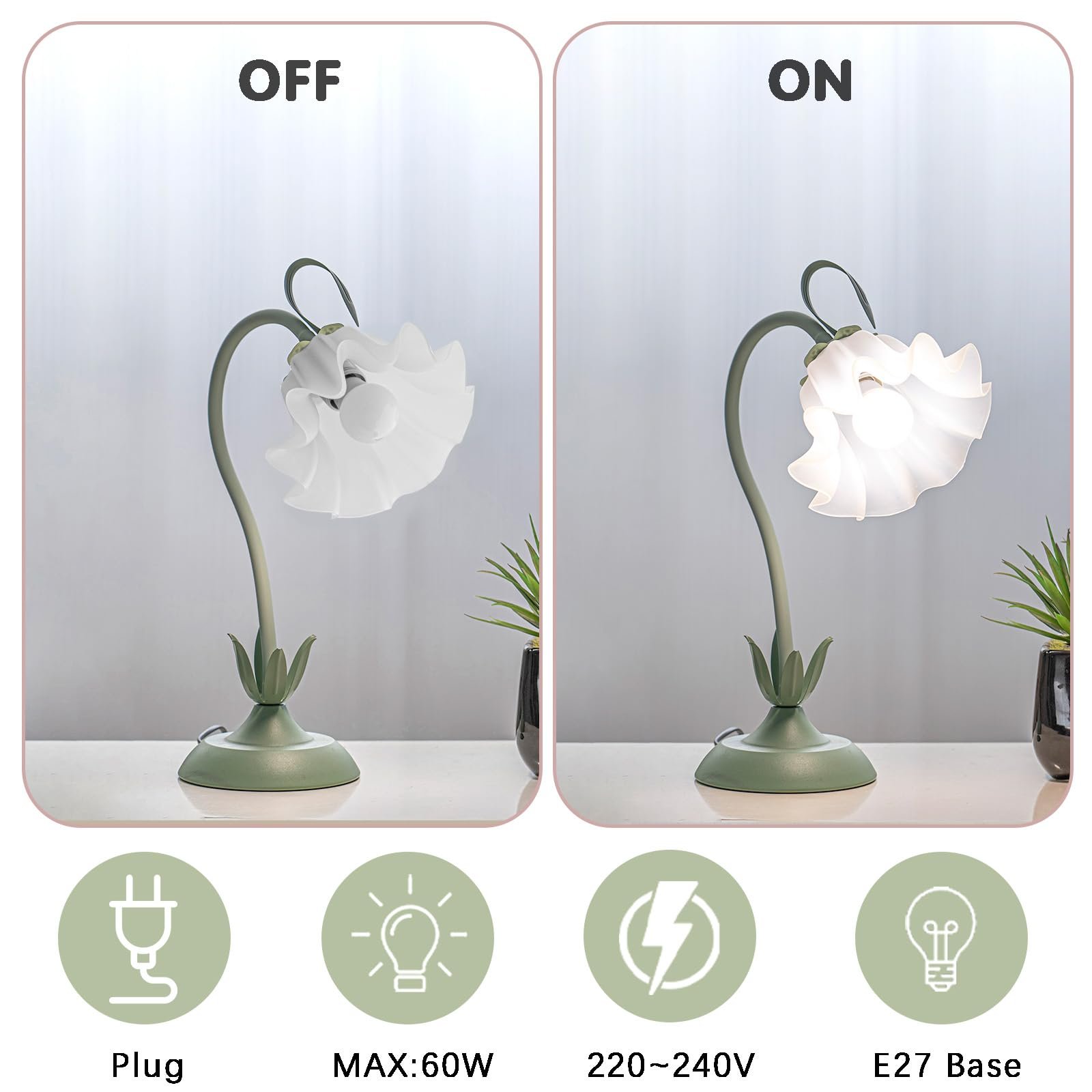 Настільна лампа Flower DIY Гнучка E27 Акриловий плафон Зелений, фото №4