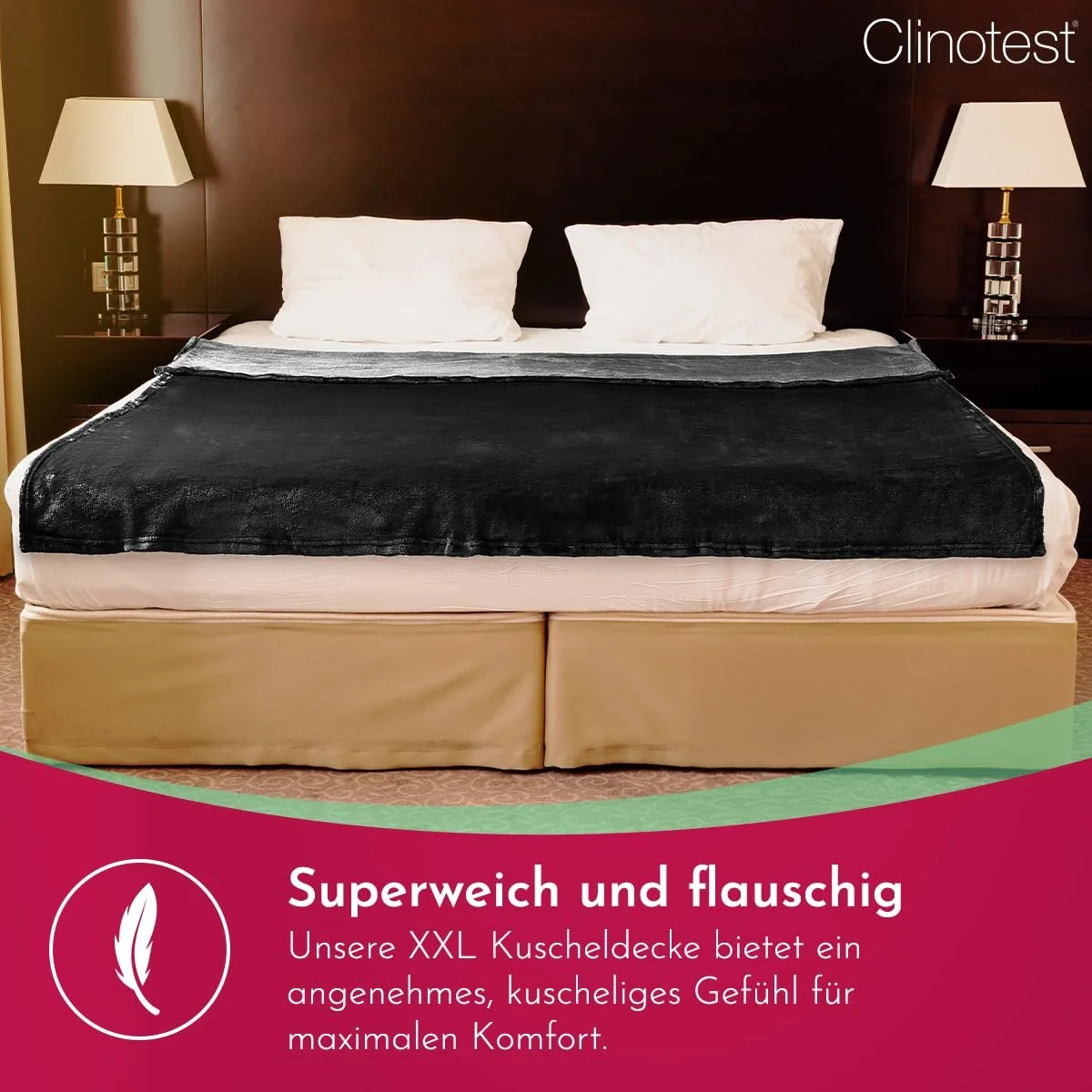 Покривало Clinotest XL М'яка 150 x 220 см - Чорний, фото №4