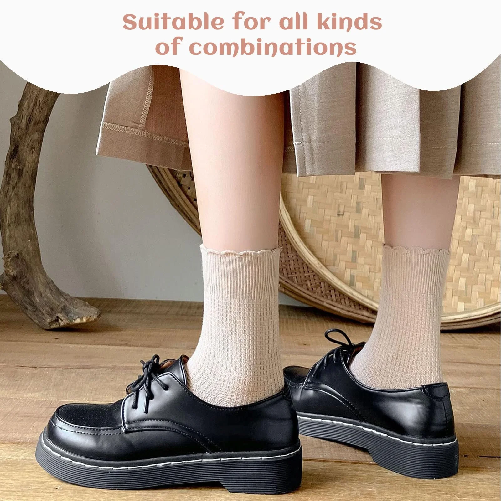 4 пари жіночих милих шкарпеток з оборками, фото №7 4 пари жіночих милих шкарпеток з оборками, фото №7