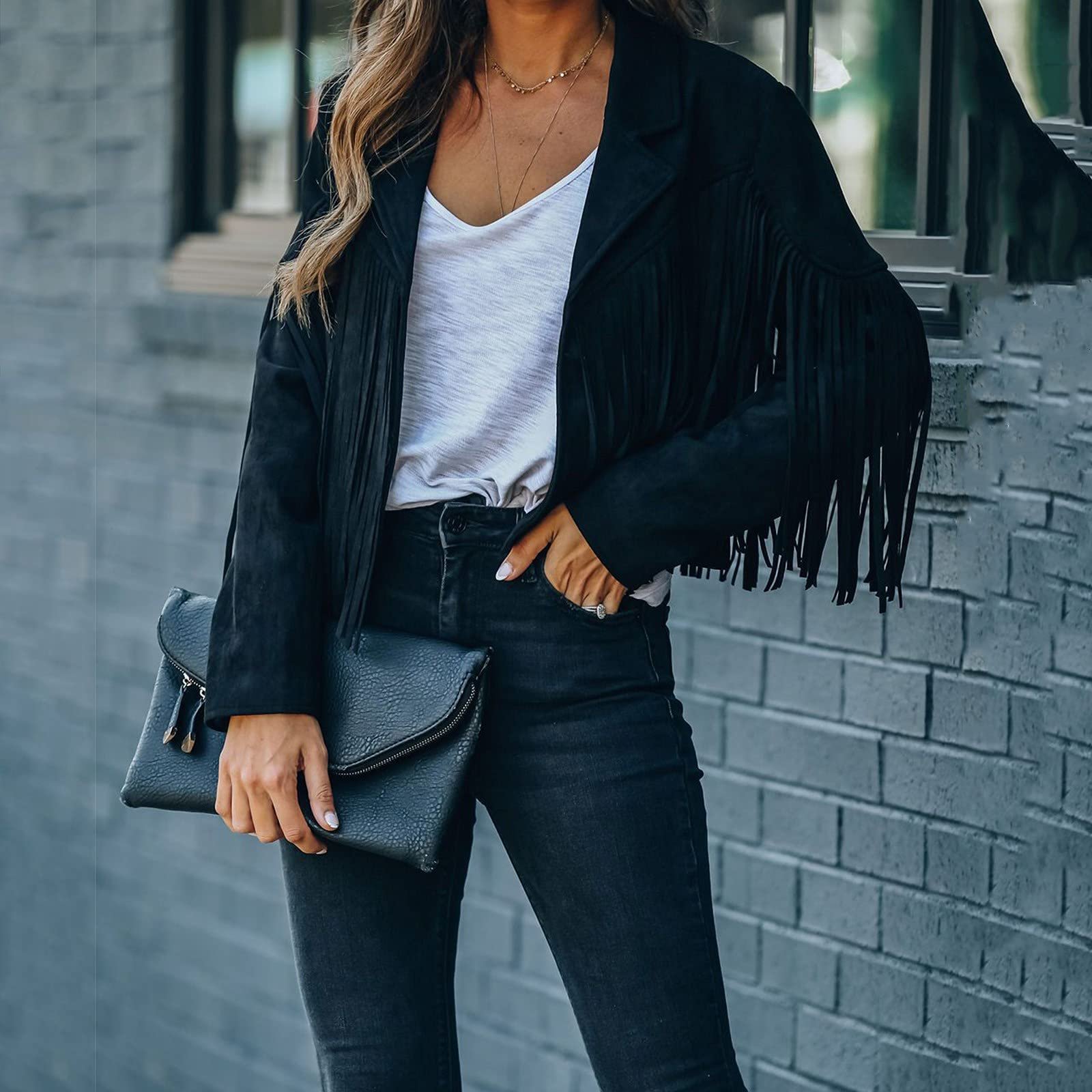 Коротка куртка з бахромою для жінок, фото №2 Коротка куртка з бахромою для жінок, фото №2