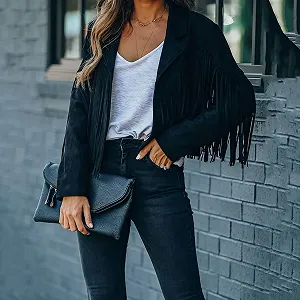 Коротка куртка з бахромою для жінок ціна на synthetic.ua - Фото 1 Коротка куртка з бахромою для жінок synthetic.ua - Фото 1