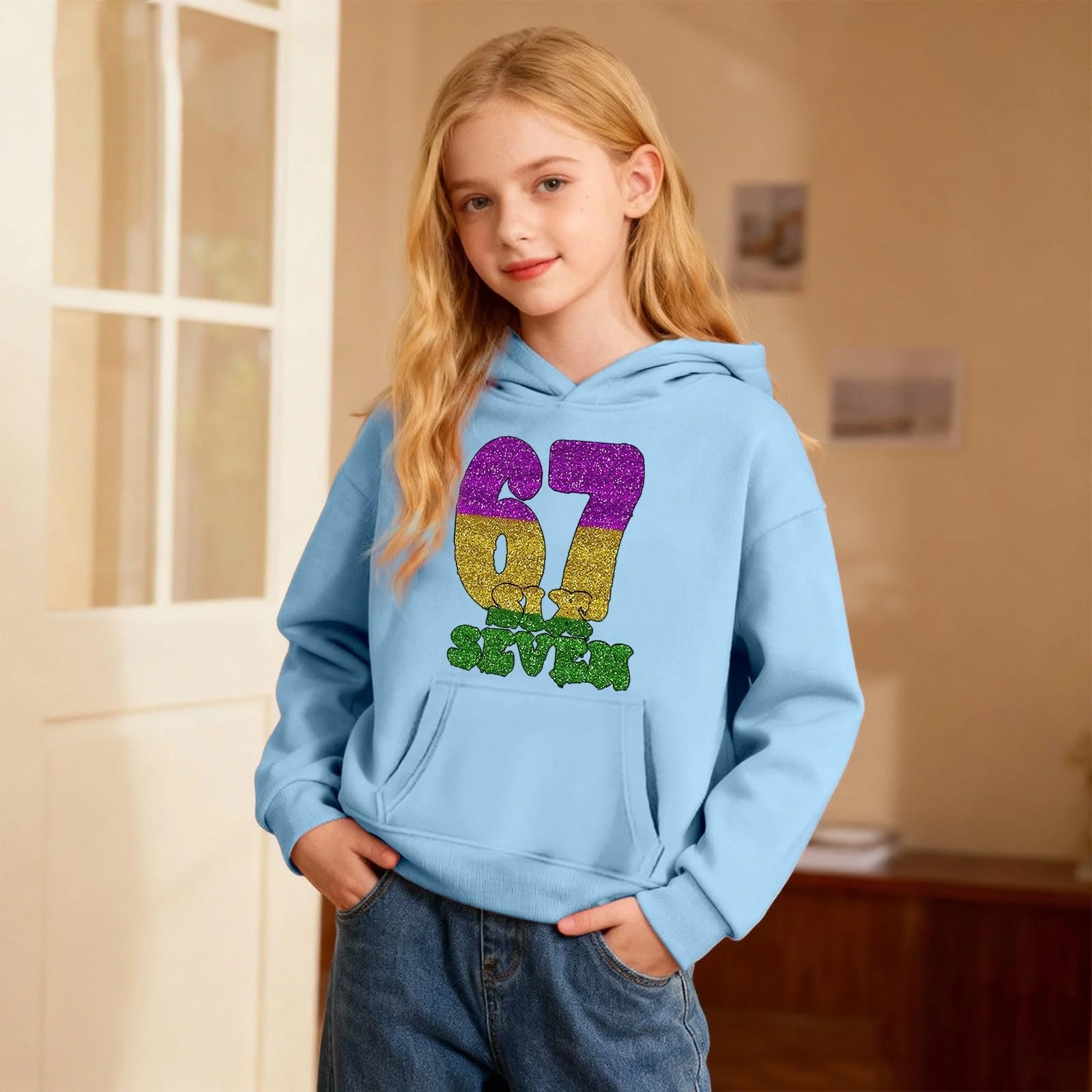 Худи Дышащая Удобная Толстовка для Девочек Повседневная Теплая Модная Спортивная Толстовка с Капюшоном для Игр и Школы Лонгслив Свитшот, фото №3