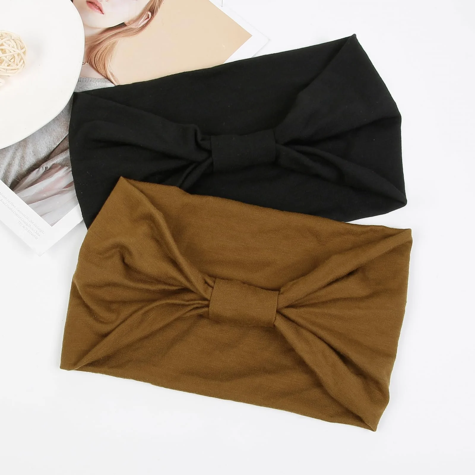 Пов'язка на голову WOVOWOVO, еластична, м'яка, дуже широка, фото №4 Пов'язка на голову WOVOWOVO, еластична, м'яка, дуже широка, фото №4