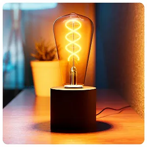 Настільна лампа SSC-LUXon NAMBI Edison Vintage E27 LED з кабелем та вимикачем Чорний матовий - Фото 1