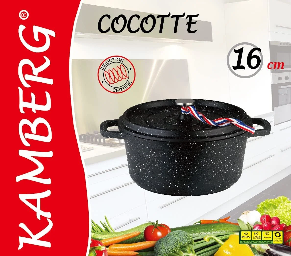 Кастрюля Kamberg 0008193 16 см Круглая Литой алюминий Черный, фото №8 Кастрюля Kamberg 0008193 16 см Круглая Литой алюминий Черный, фото №8