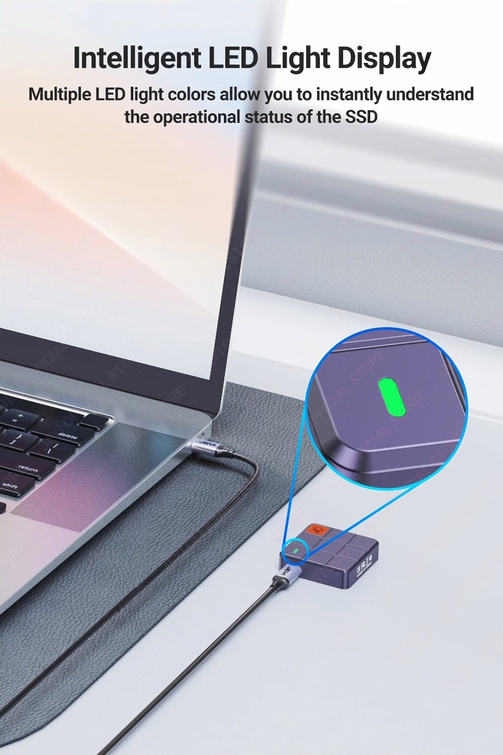 Внешний адаптер Jeyi 2230Pro 10Gbps M.2 NVMe SSD to USB с сенсором, фото №10