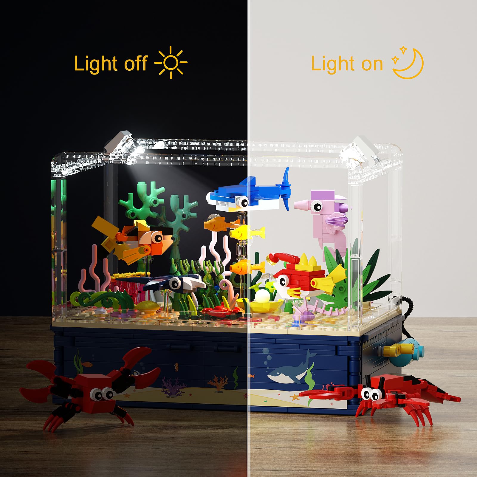 Іграшка-конструктор Millionspring Aquarium Fish Tank з LED підсвіткою 841 шт., фото №2