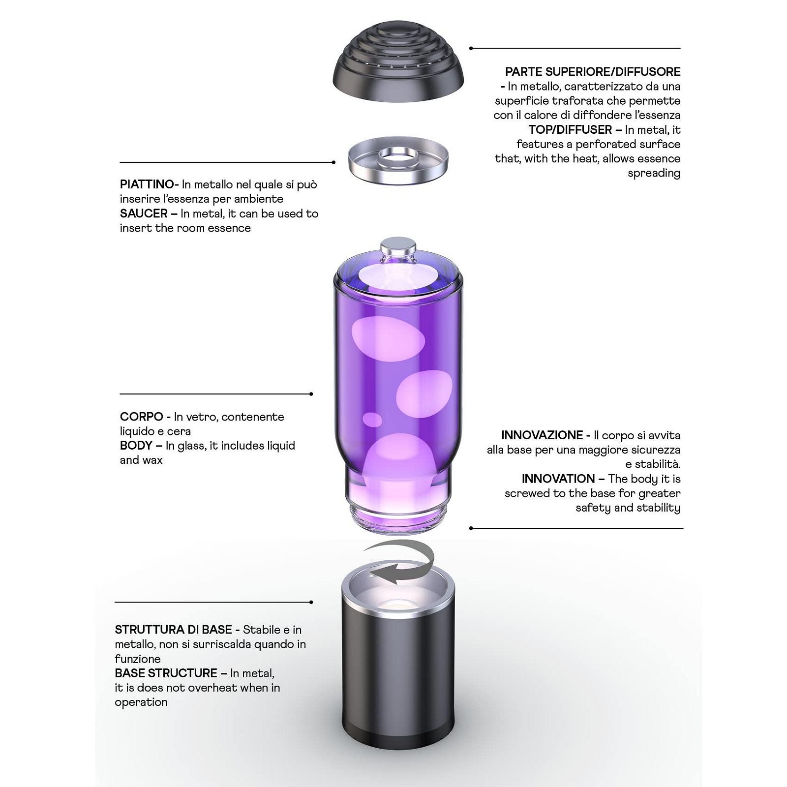 Настольная лампа I-TOTAL LAMP A.D.A Grey Base Purple Liquid White Wax, фото №3