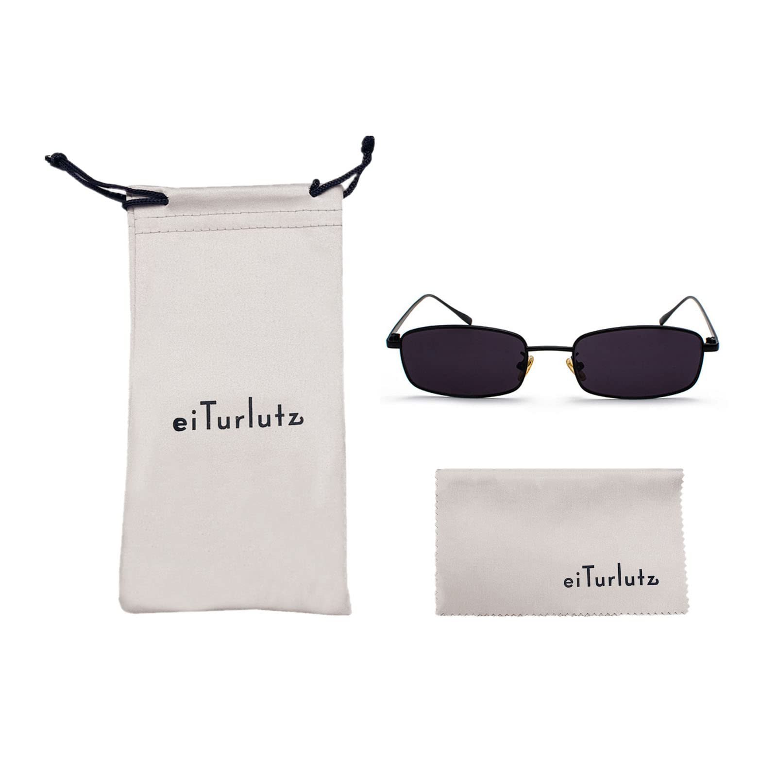 Классические прямоугольные солнцезащитные очки eiTurlutz Ретро Тонкая металлическая оправа Винтажные, фото №6