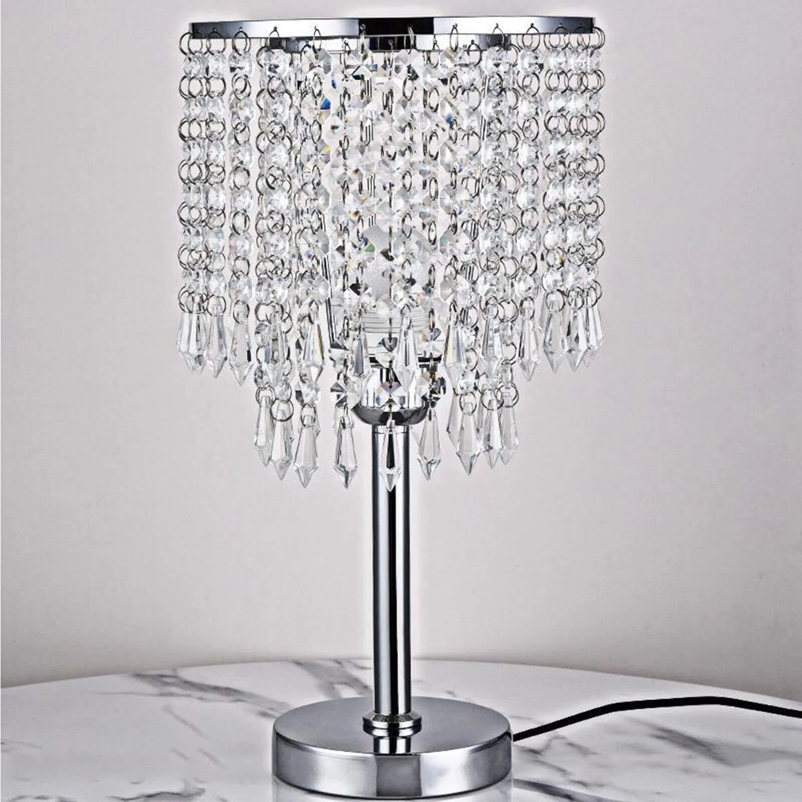 Настільна лампа Crystal Table Lamp E27 кругла основа сучасна декоративна кришталева Прозора, фото №7