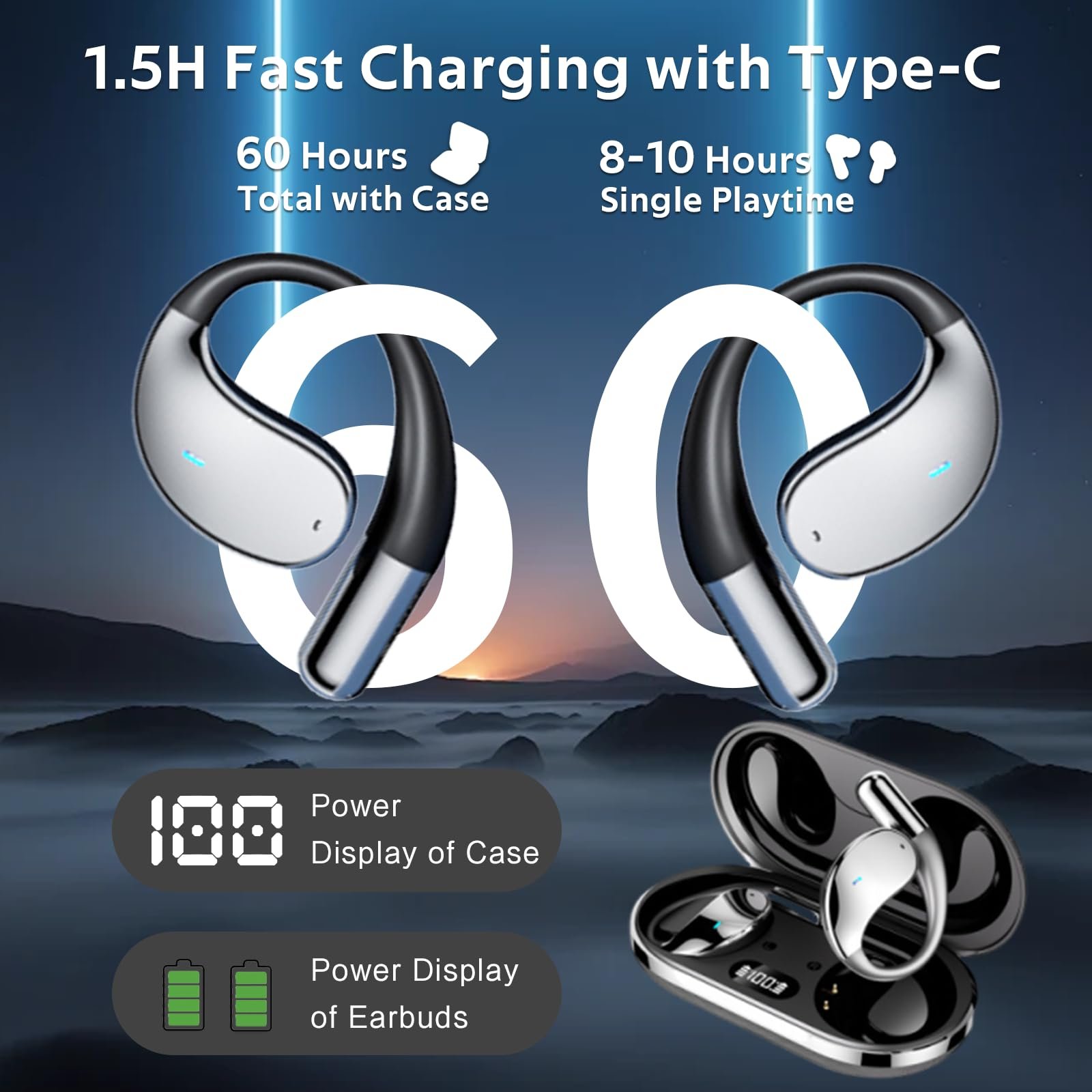 Наушники для перевода AI, Bluetooth 5.4, беспроводные наушники с поддержкой 133 языков, 60 часов автономной работы, 5 режимов перевода, фото №6