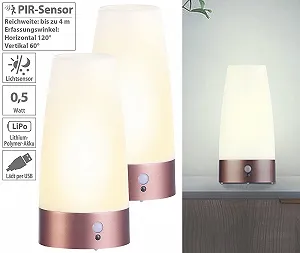 Настольные лампы Lunartec LED аккумуляторные с датчиком движения PIR Набор 2 шт. Теплый белый synthetic.ua - Фото 1