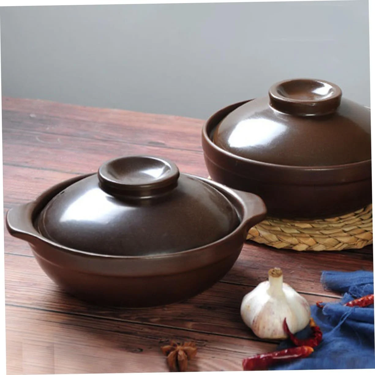 Кастрюля для тушения керамическая термостойкая с двойными ручками для газовых плит, фото №9