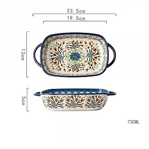 Форма для запекания керамическая с ручкой ретро большой емкости synthetic.ua - Фото 1