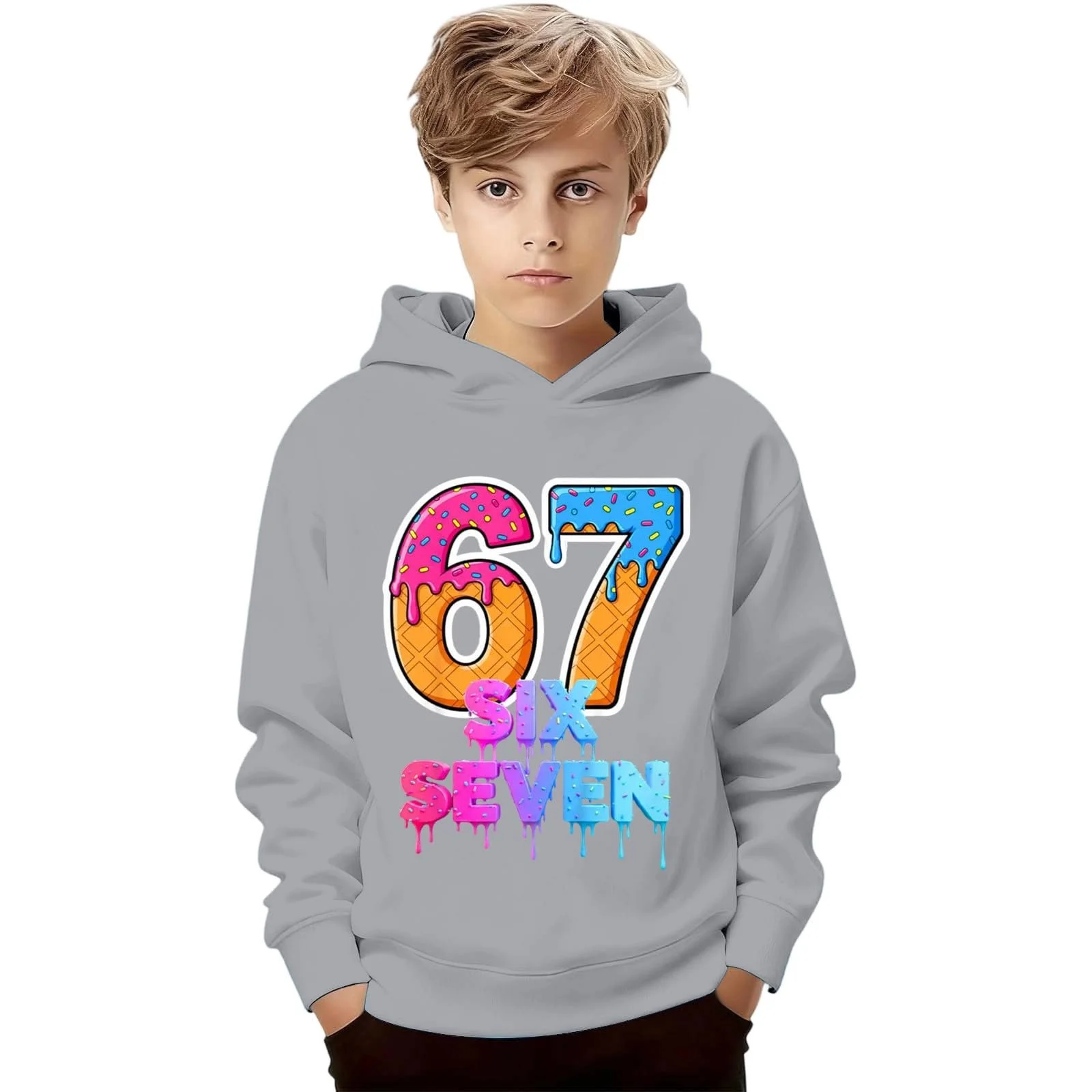 Толстовка Удобный Худи для девочки-подростка Теплый Повседневный Модный Спортивный Пуловер с капюшоном для мальчиков Уютный для школы и игр Толстовка с длинными рукавами, фото №1