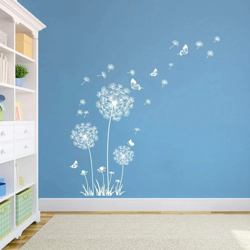 Наклейка на стіну Runtoo Кульбаба Білі метелики, фото №2