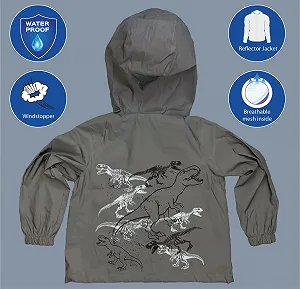 Детская дождевая куртка с динозавром HECKBO, ветровка со светоотражателями synthetic.ua - Фото 1