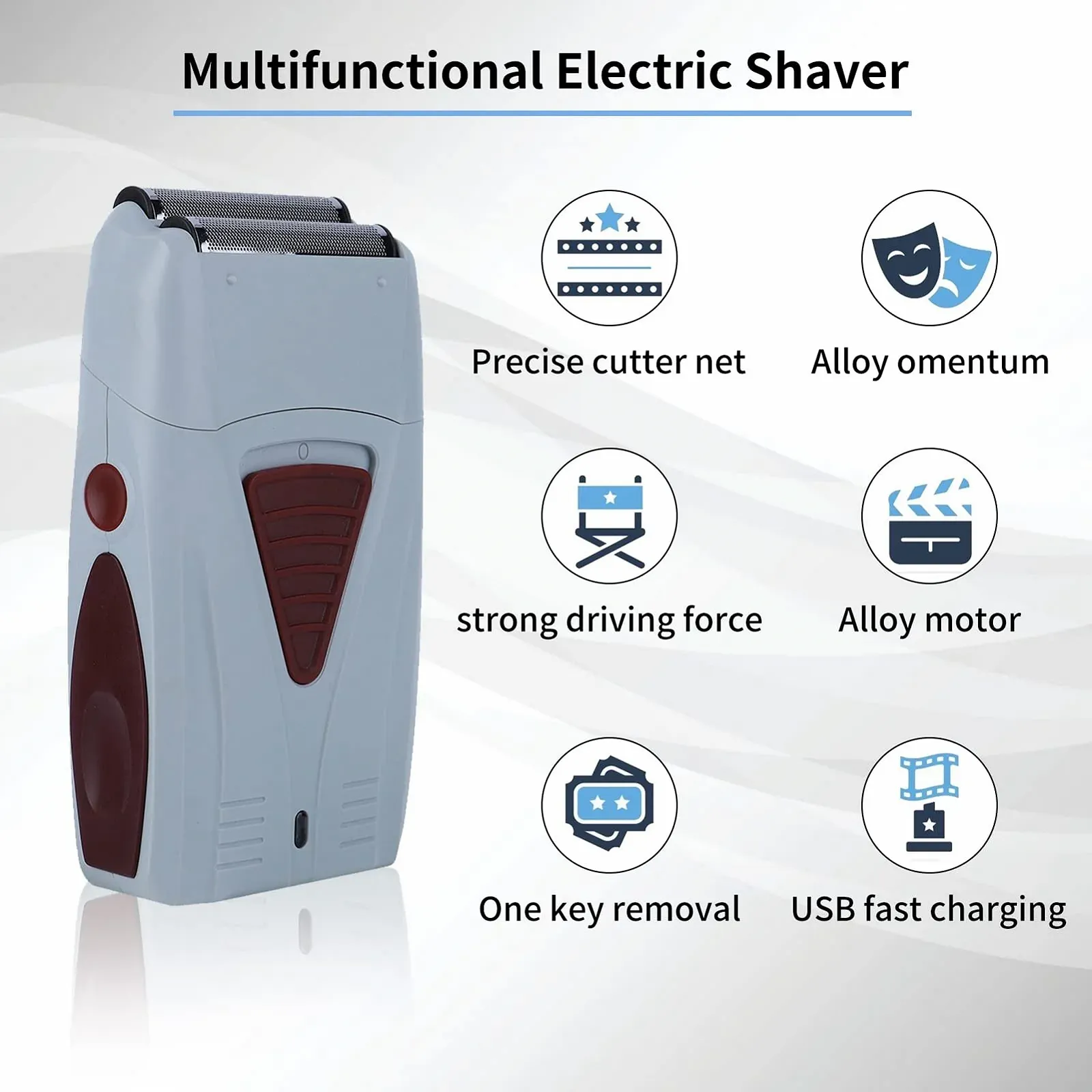 Електробритва для чоловіків Безпровідна Тиха Подвійна головка, фото №6