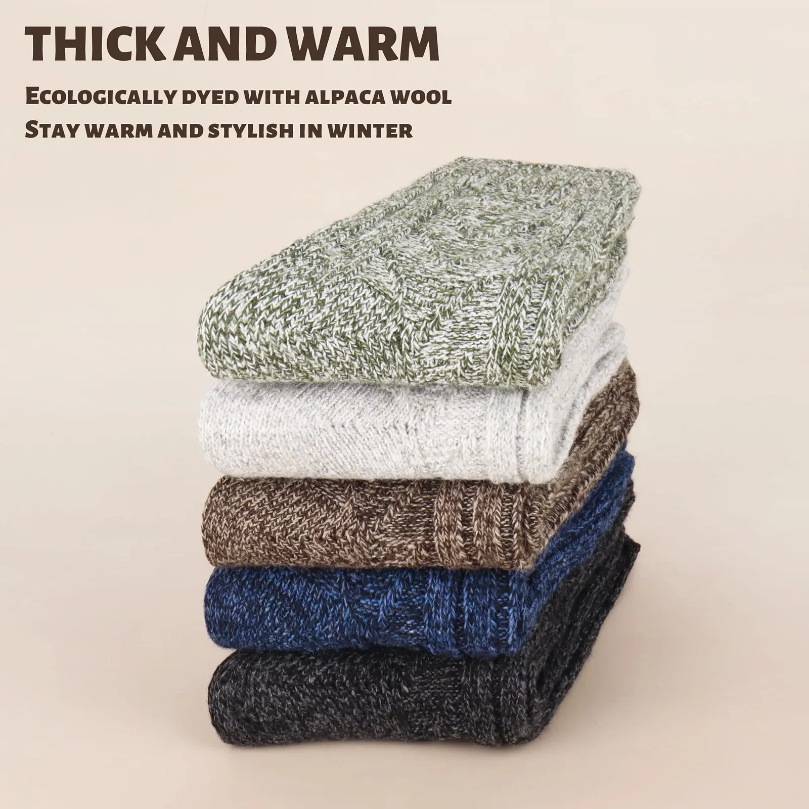 Носки Jeasona Alpaca, 5 пар, женские, размер 4-7, теплые зимние носки, термоноски из шерсти, толстые, из альпаки, подарочные, фото №3