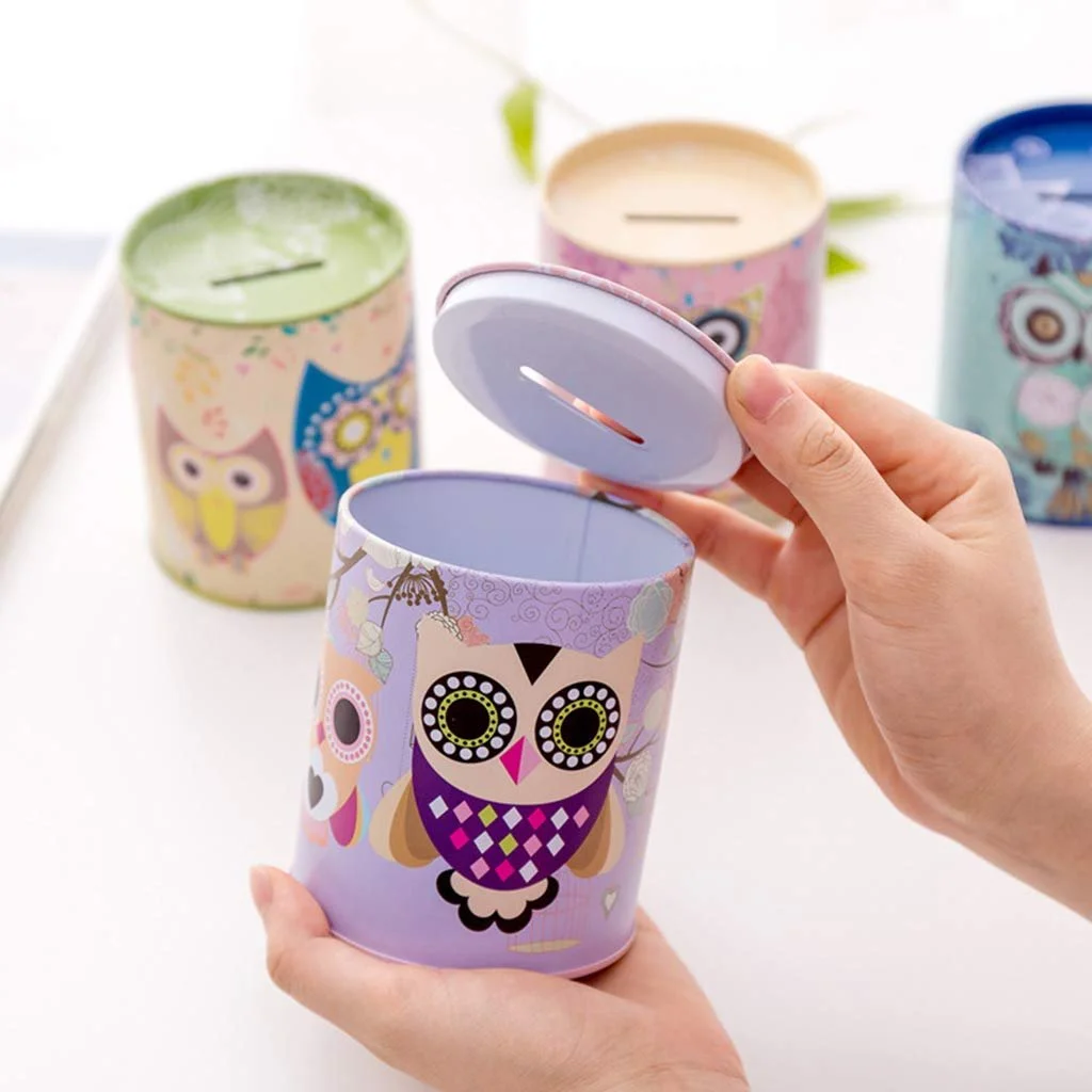 Скарбничка Creative Vintage Tinplate Cylinder Owl Geometric, фото №3