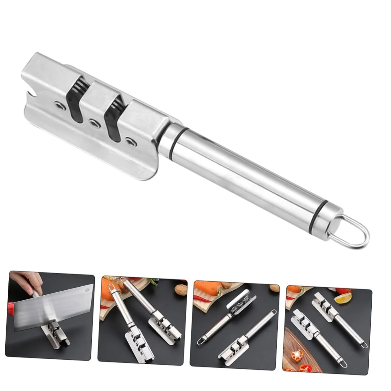 Точилка для ножів NUOBESTY з нержавіючої сталі ергономічна безпечна протиковзка побутова для швидкого заточування, фото №7